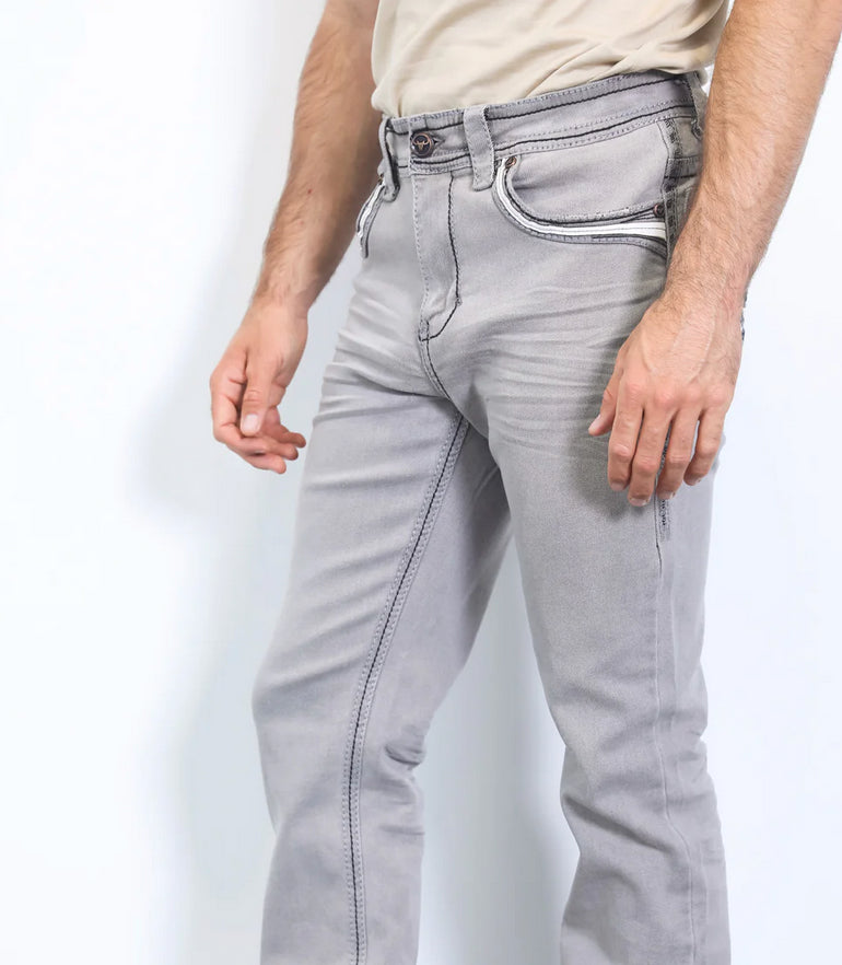 Platini Mens Holt Slim Boot Cut Jeans Grey
