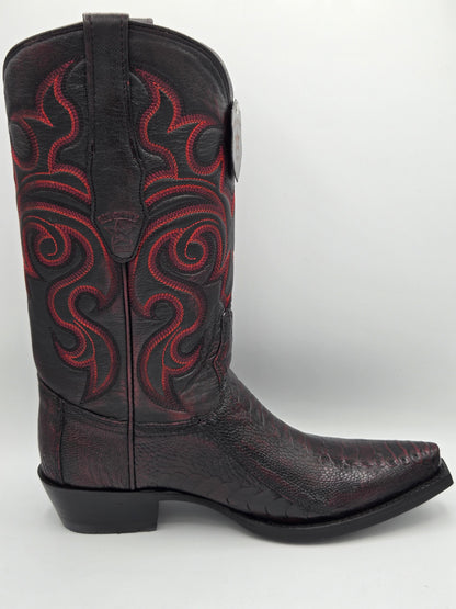 Los Altos Mens Ostrich Leg Snip Toe - Black Cherry