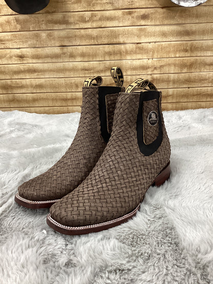 Diegos Boots Mens Ankle Boot Woven (Brown)