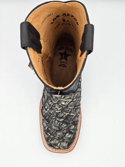 Los Altos Mens Pirarucu Wide Square Toe - Rústic Black