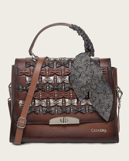 Cuadra Womens Leather Bow Handbag Bolsa DU744
