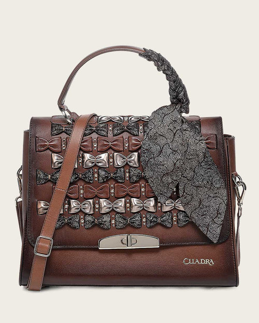 Cuadra Womens Leather Bow Handbag Bolsa DU744