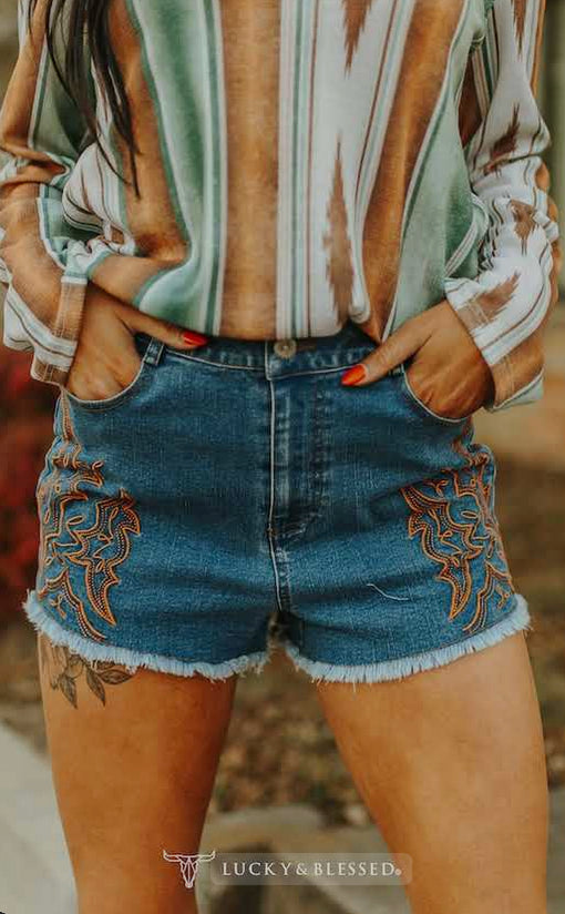 Lucky and Blessed Womens Flare Shorts