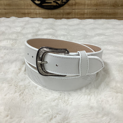 -Joe Unisex Leather Belt - White