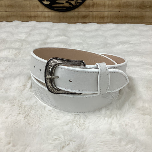 -Joe Unisex Leather Belt - White