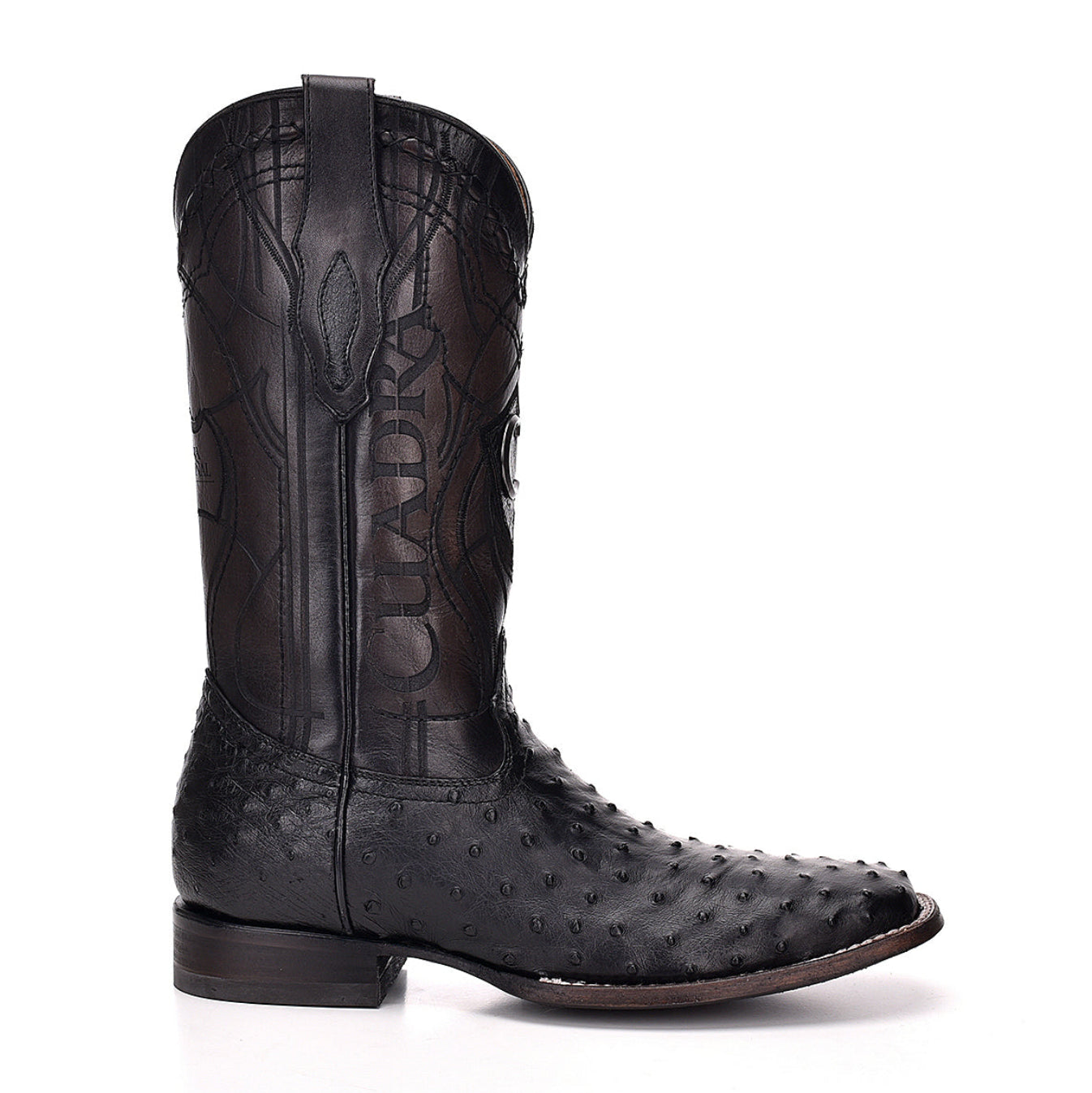 Cuadra Mens Ostrich Western Boot Square Toe - Black