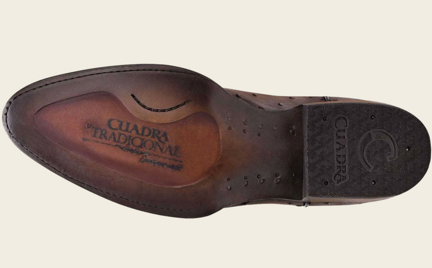 Cuadra Mens Engraved Ostrich Western Boot - Brown