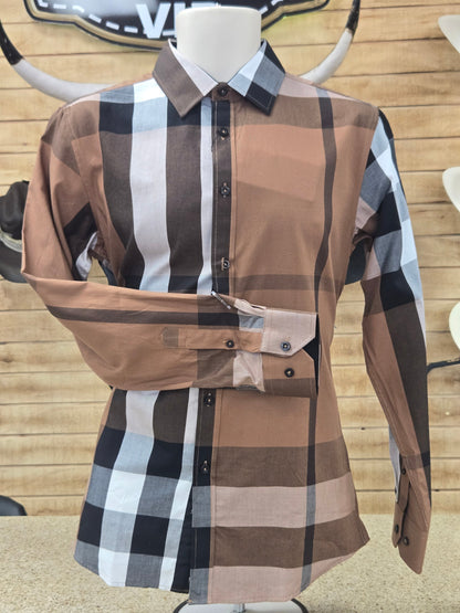 Baldelli Mens Plaid Long Sleeve Shirt