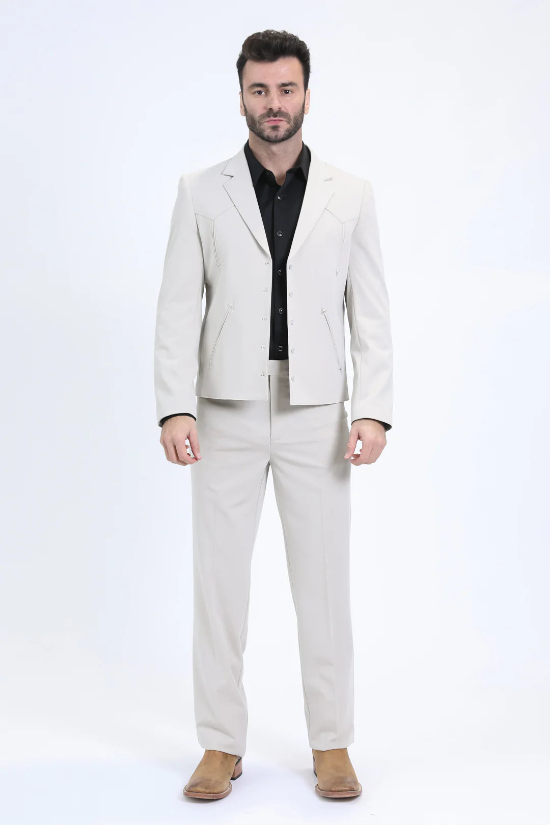 Platini Mens Western Sport Suit Set - White