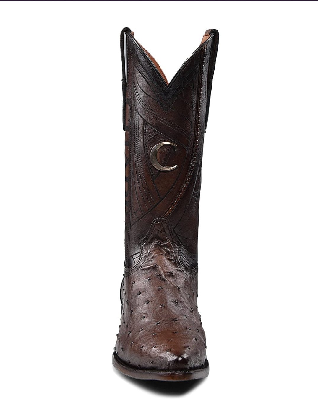 Cuadra Mens Ostrich Snip Toe Boot - Chocolate