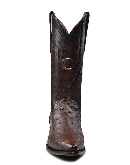 Cuadra Mens Ostrich Snip Toe Boot - Chocolate