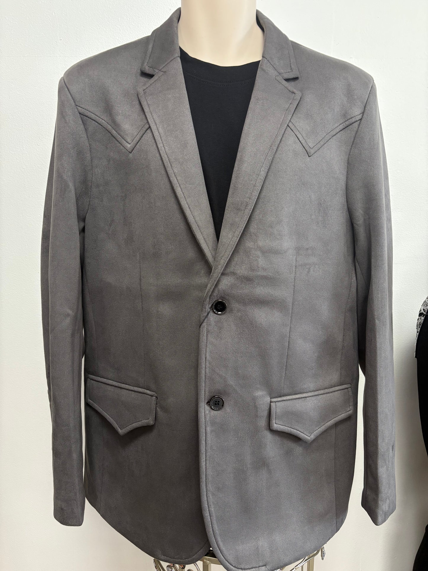 Lamasini Mens FauxSuede Coat - Charcoal