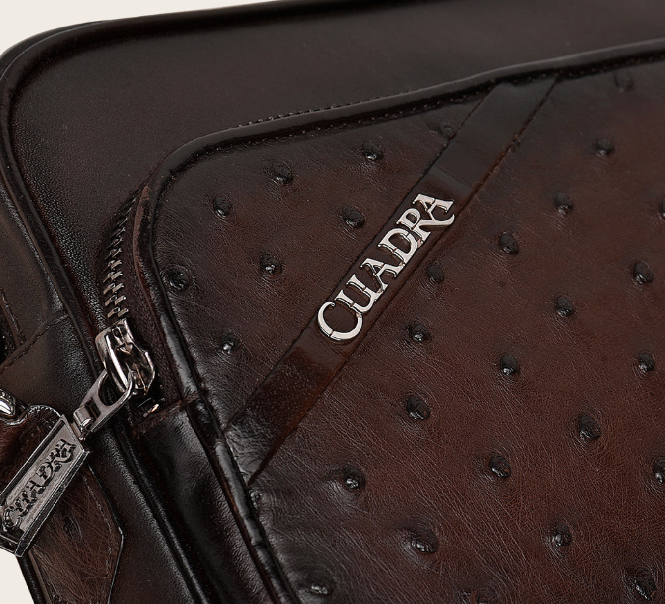 Cuadra Unisex Ostrich Document Shoulder Bag - Chocolate