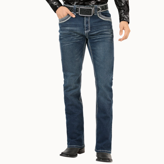 Lamasini Mens Marco Bootcut Jean - Dark Blue 26503