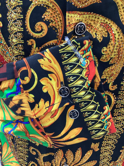 Barabas MenS Shirt Golden Butterflies Rhinestoned (Multi)