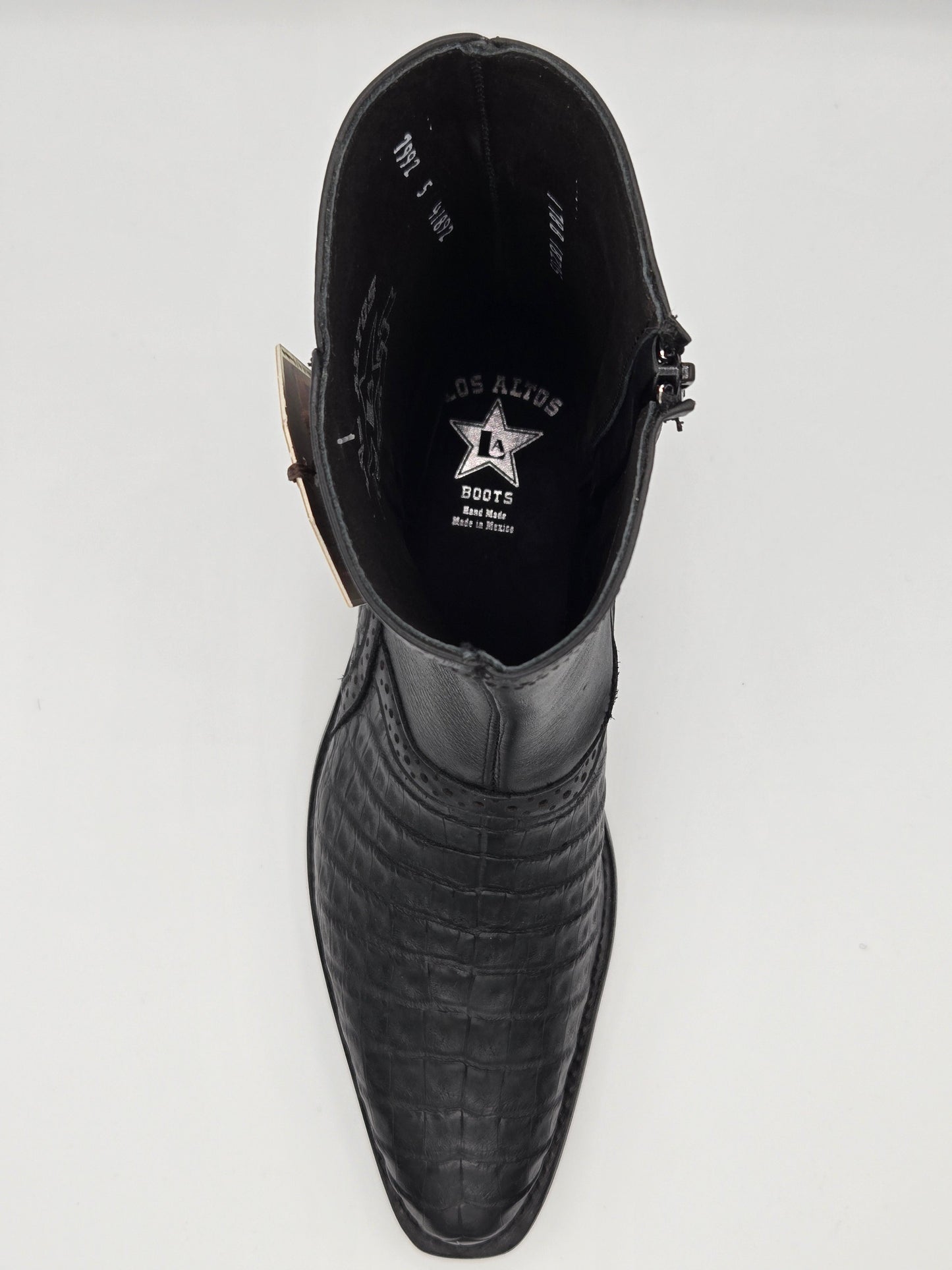 Los Altos Mens Caiman Belly Dress Boot - Black 8205
