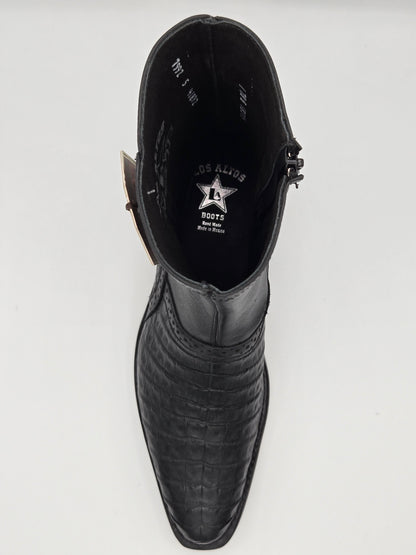 Los Altos Mens Caiman Belly Dress Boot - Black 8205