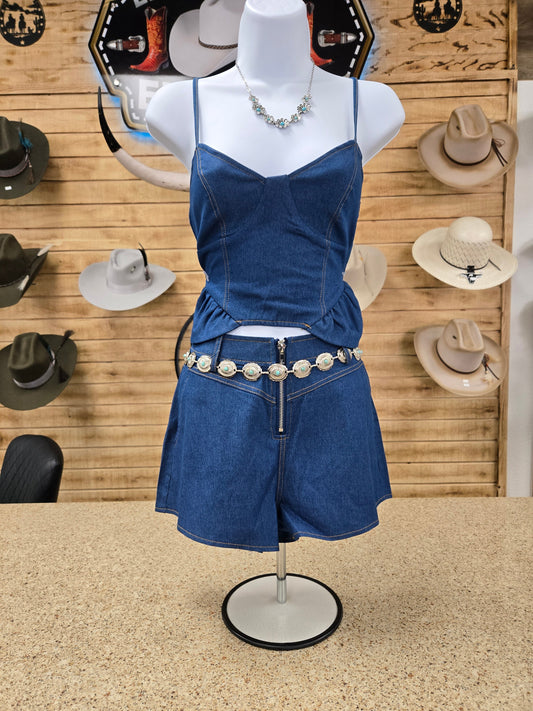 Womens Denim Short Set