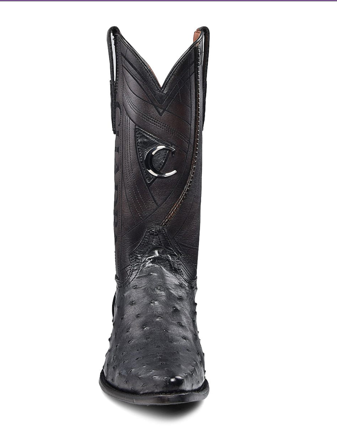 Cuadra Mens Ostrich Snip Toe Boot - Black