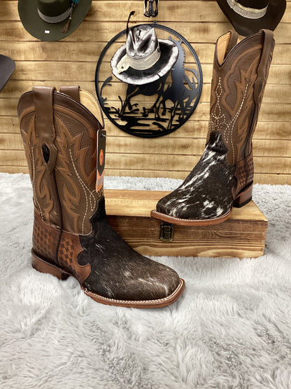 Hooch Mens Cowhide Square Toe Boots