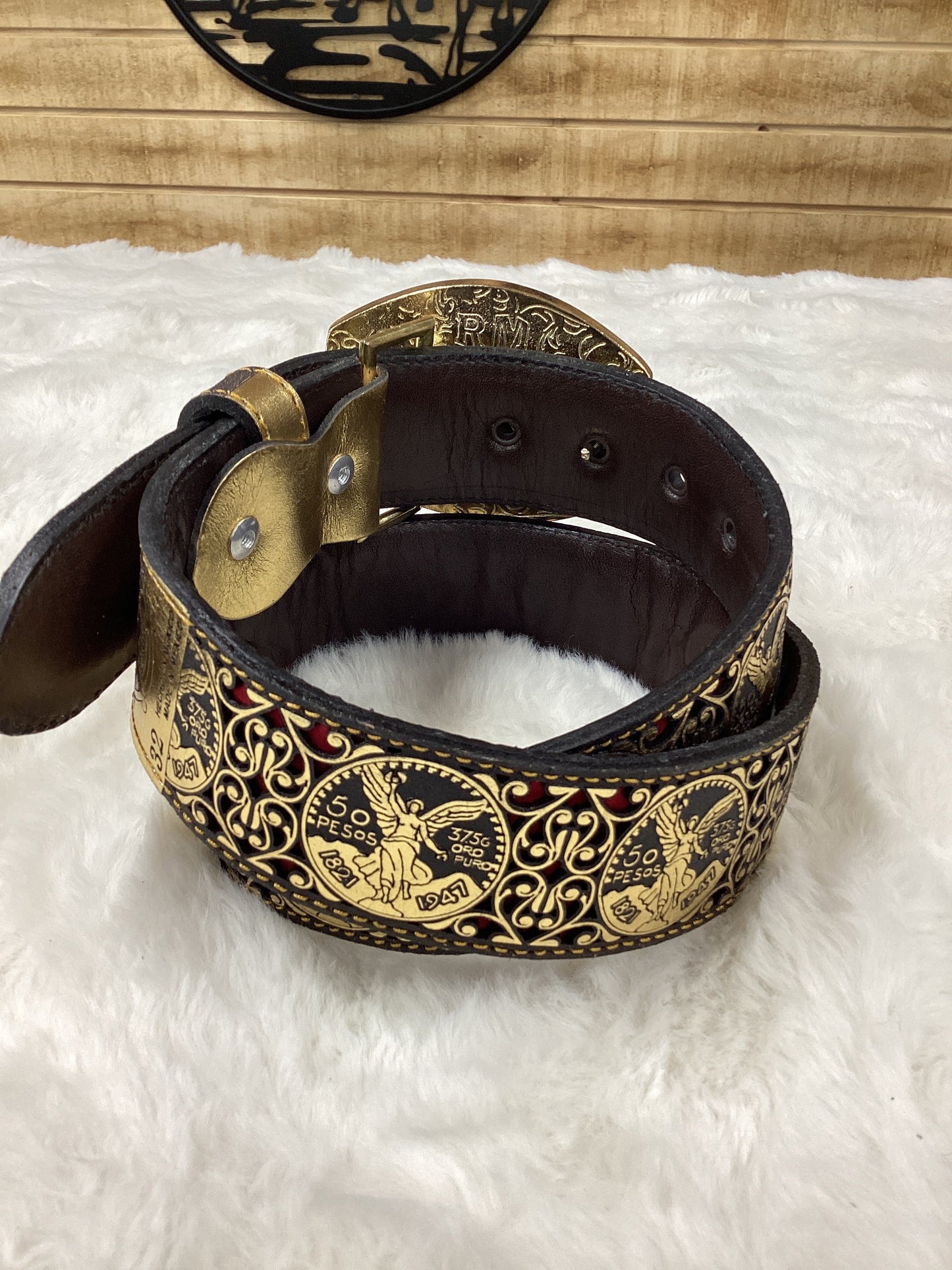 Frontera Mens Centenario Lazered Belt - Gold
