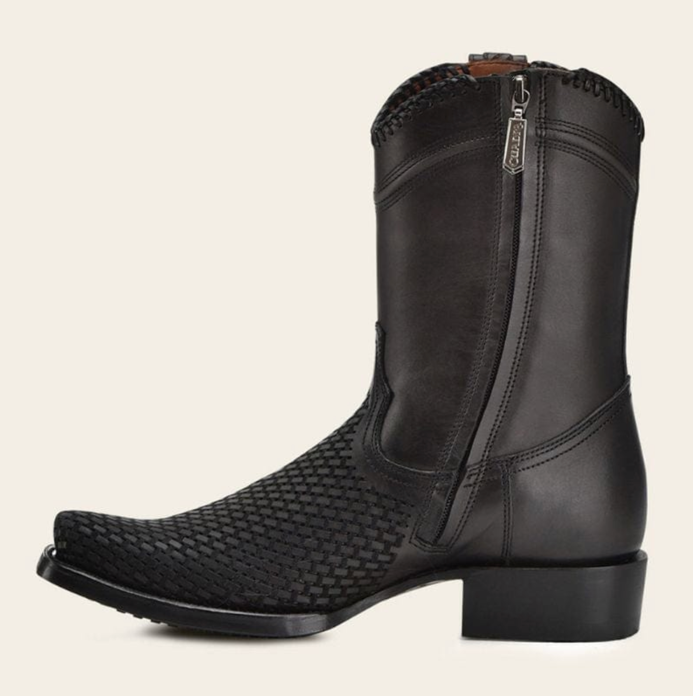 Cuadra Mens Urban Laser & Woven Low Shaft Boot - Black