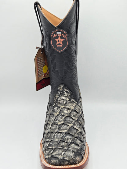 Los Altos Mens Pirarucu Wide Square Toe - Rústic Black