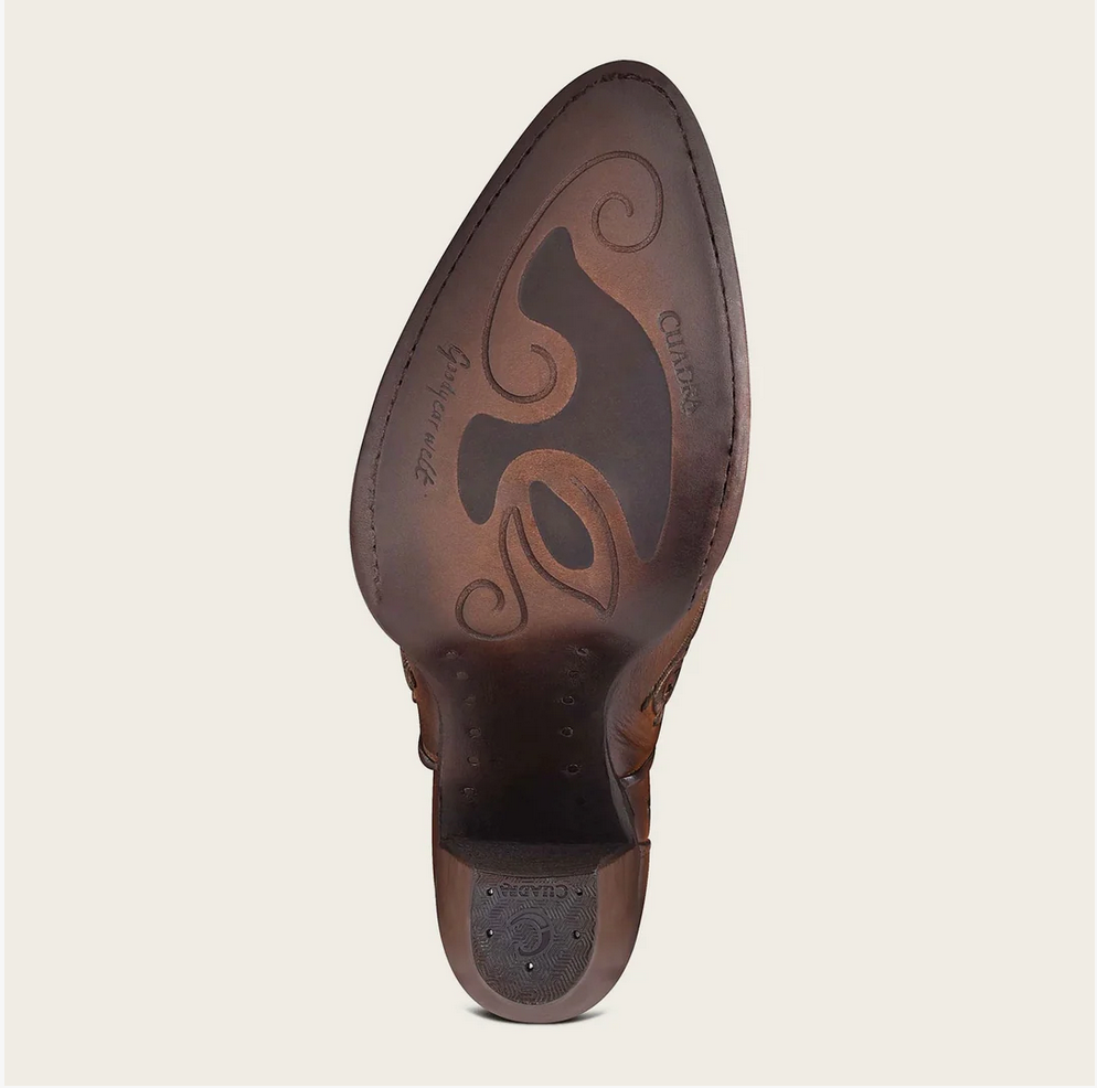 Cuadra Womens Emroidered High Heel Bootie - Honey Chestnut