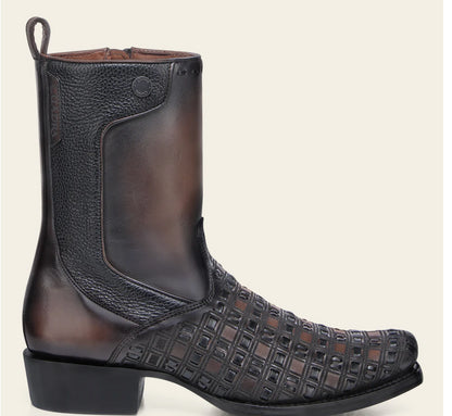 Cuadra Mens Bovine Woven Urban Low Shaft Boot -Chocolate