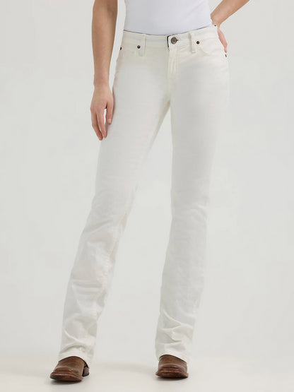 Wrangler Womens Ultimate Riding Jean Q-Baby Mid-Rise Bootcut -White