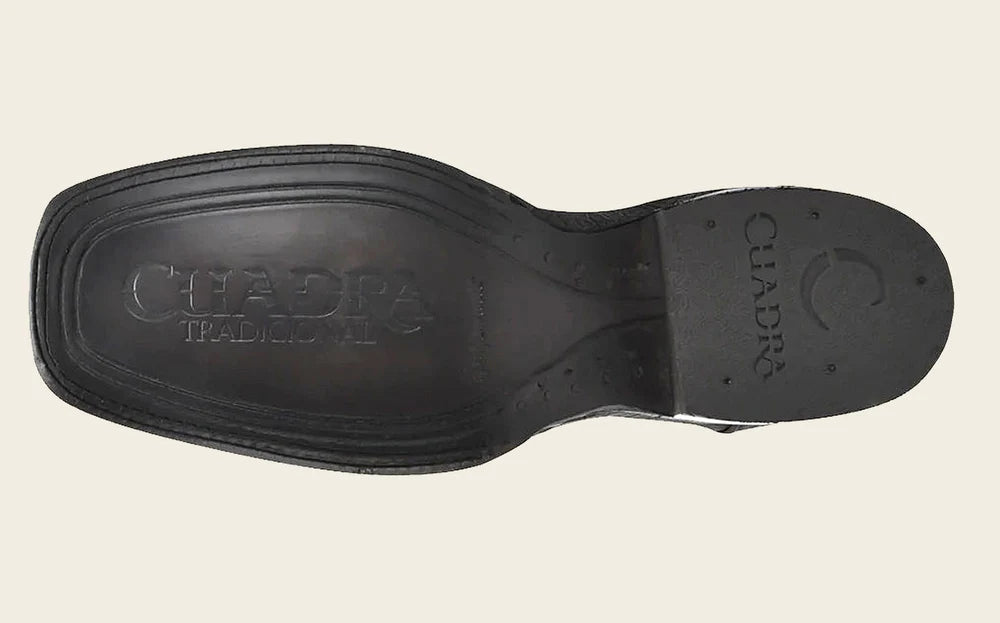 Cuadra Mens Engraved Caiman and Bovine Leather Boot - Black