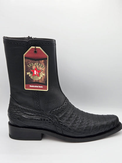 Los Altos Mens Caiman Belly Dress Boot - Black 8205