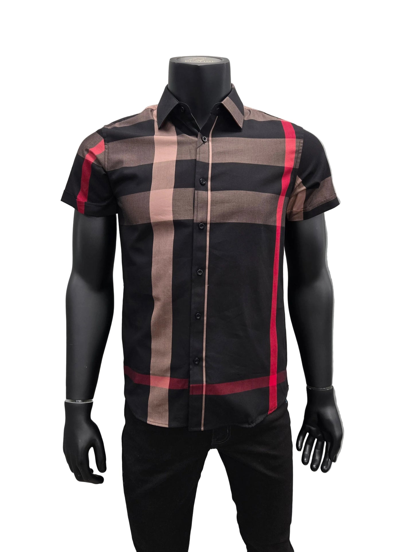 Mens Plaid Button Down Short Sleeve Shirt
