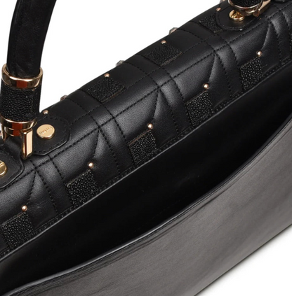 Cuadra Womens Handbag with Genuine Stingray Leather with Crystals