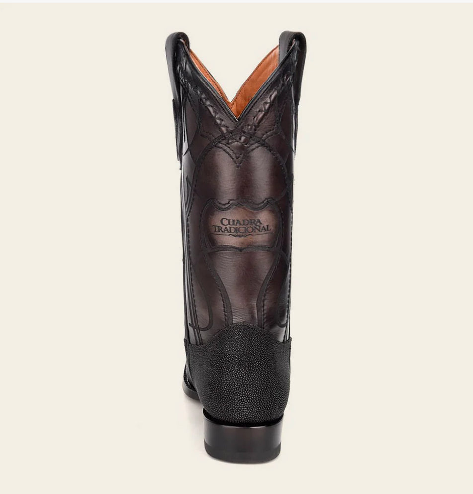 Cuadra Mens Stingray Laser & Embroidery Boot- Black