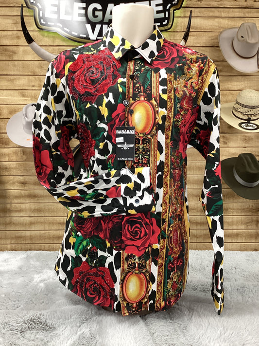 Barabas Mens Shirt Roses and Thorns