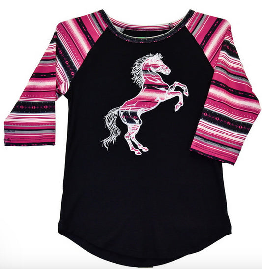 Cowgirl Hardware Serape Horse Crew Neck Raglan Shirt