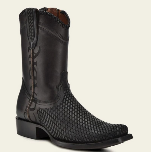 Cuadra Mens Urban Laser & Woven Low Shaft Boot - Black