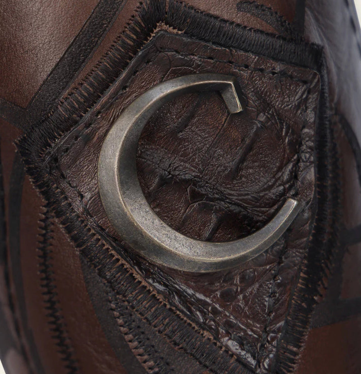 Cuadra Mens Caiman Laser & Embroidery Boot - Brown
