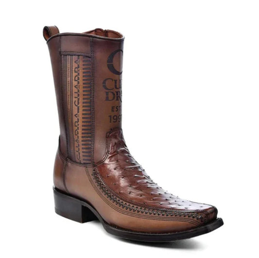 Cuadra Mens Ostrich Laser & Woven Low Shaft Boot - Chestnut Brown