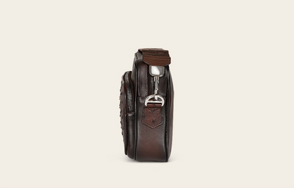 Cuadra Unisex Ostrich Document Shoulder Bag - Chocolate