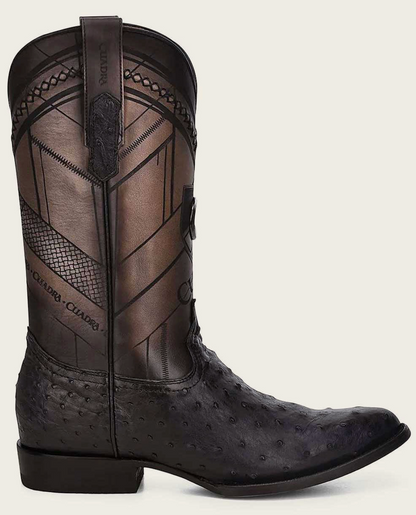 Cuadra Mens Ostrich Western Boot - Black