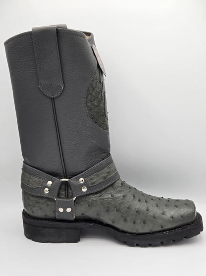 Los Altos Mens Ostrich Biker Boot - Grey