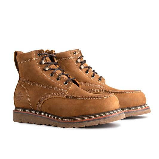 Bonanza Mens Frontier Flex 6" Moc Toe Work Boot - Crazy Brown