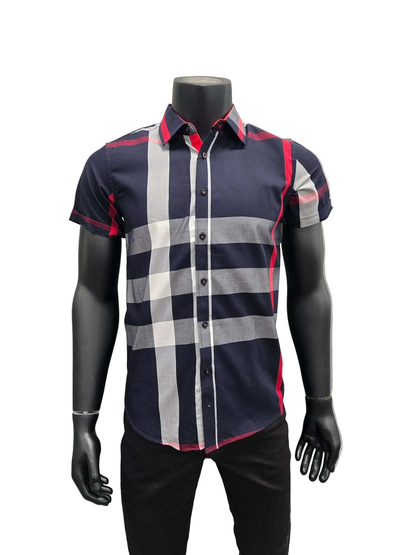 Mens Plaid Button Down Short Sleeve Shirt