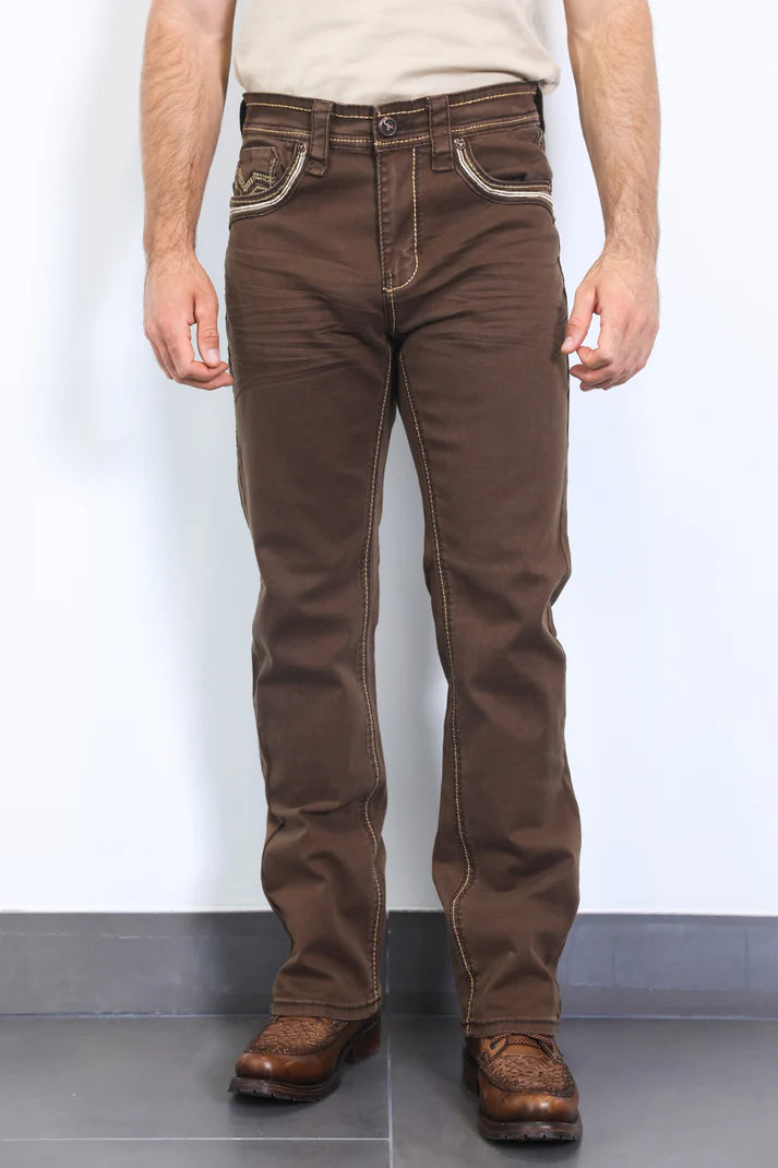 Platini Holt Slim Boot-Cut Jeans - Brown