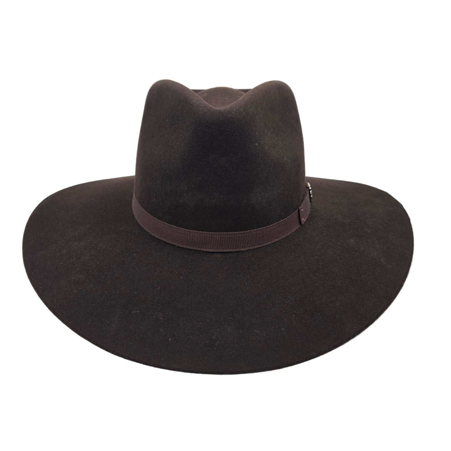 White Diamond Albany Texana Wool Felt Hat - Dark Chocolate