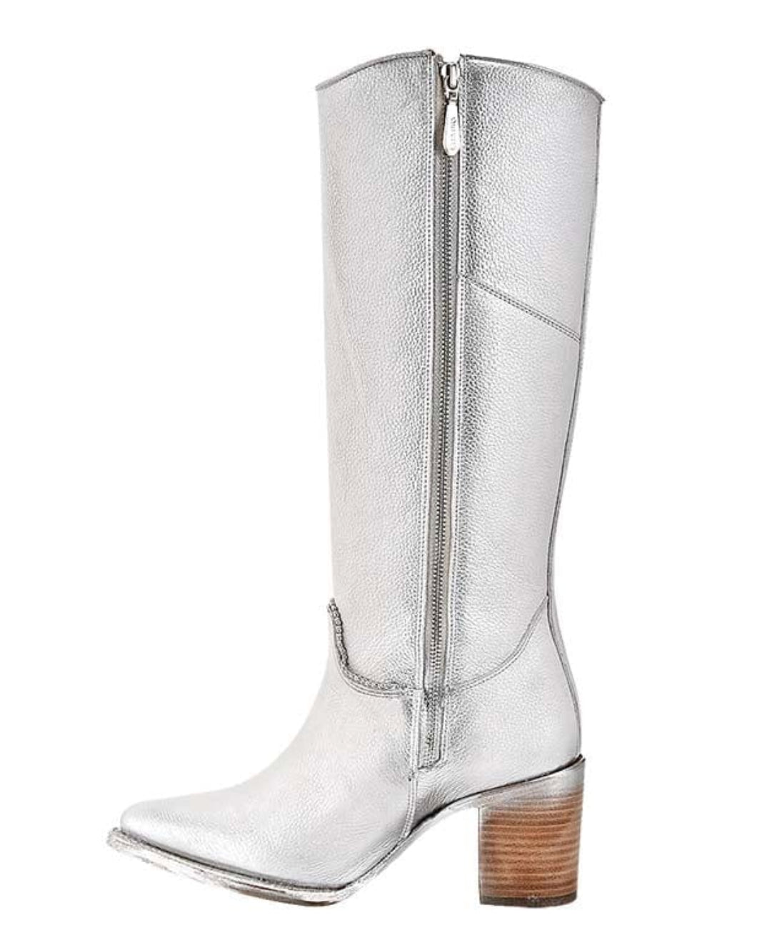 Cuadra Womens Cordova w/ Zipper, Studs, and Fringe Tall Boot- White