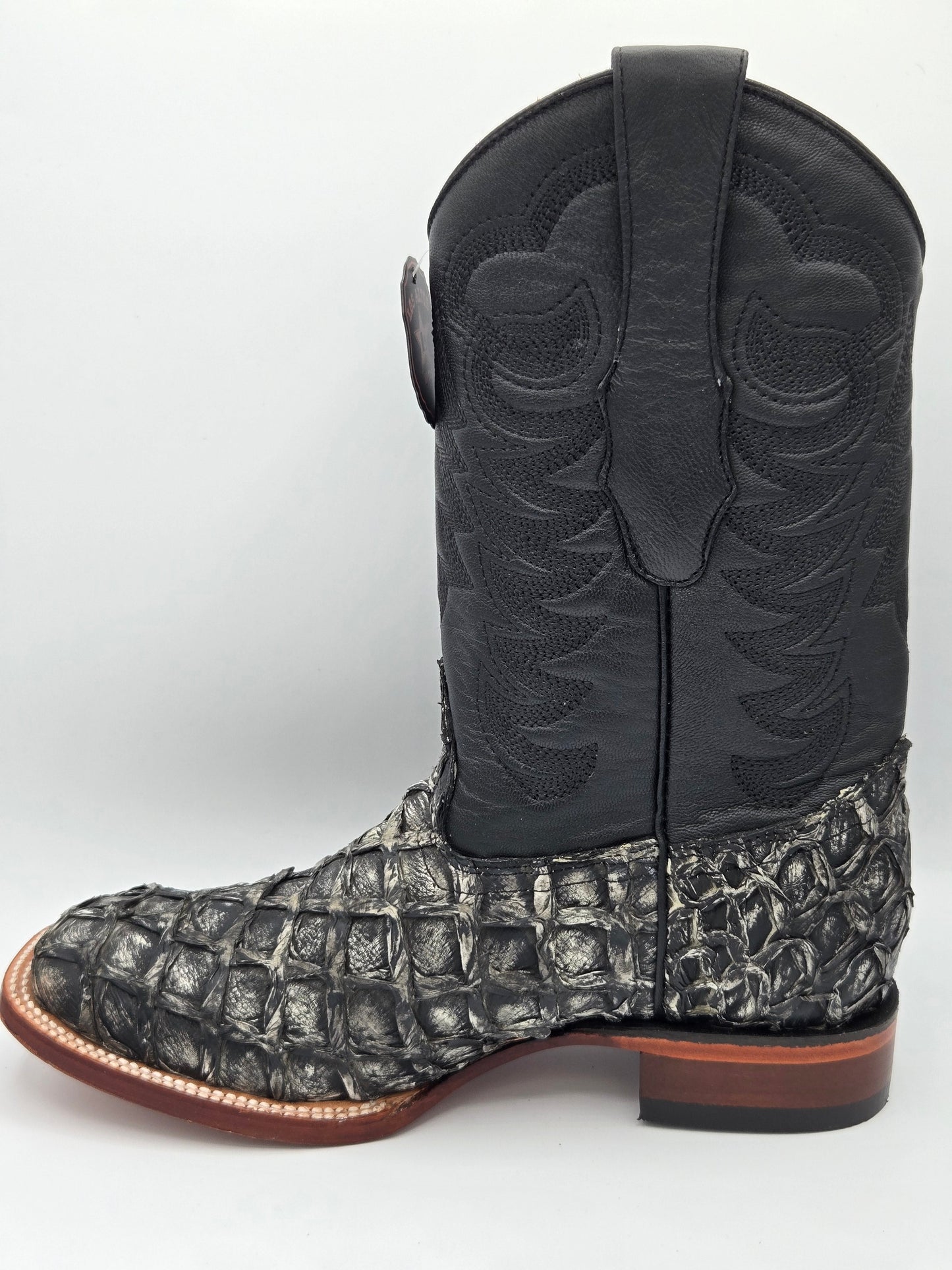 Los Altos Mens Pirarucu Wide Square Toe - Rústic Black