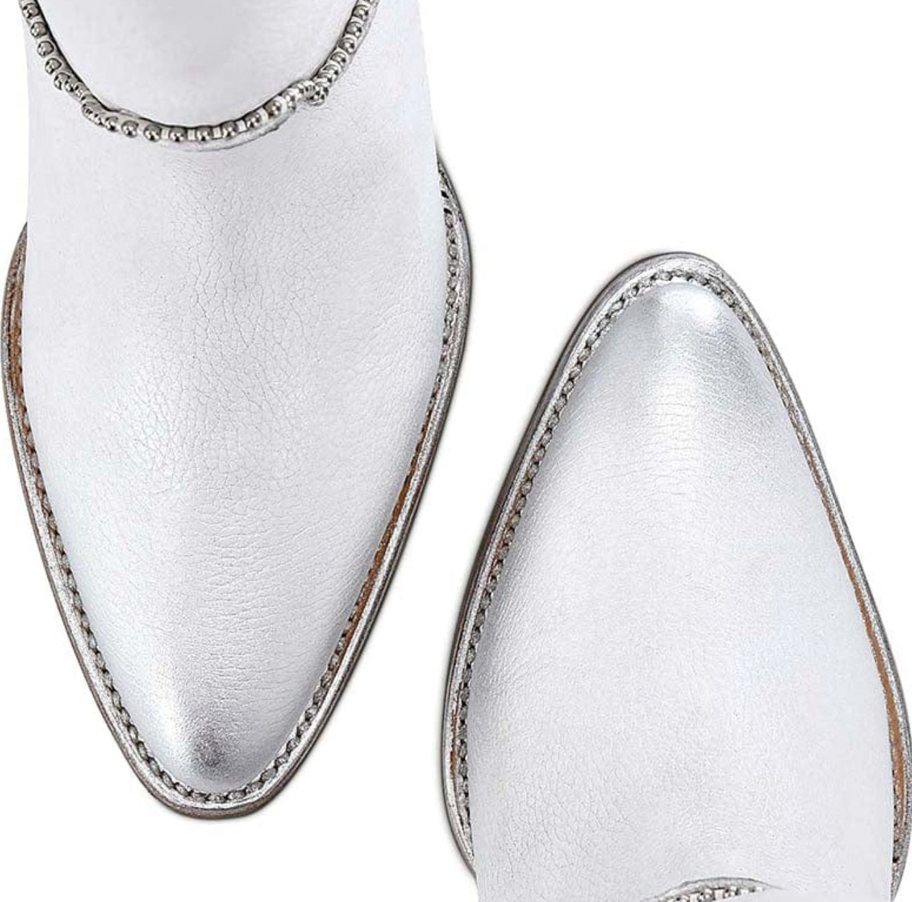 Cuadra Womens Cordova w/ Zipper, Studs, and Fringe Tall Boot- White